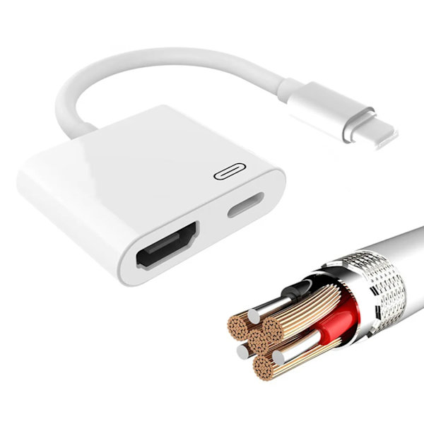 för IOS till HD Multimedia Interface Adapter Video Audio Sync HD Digital AV Adapter Kabel för Iphone till TV Vit
