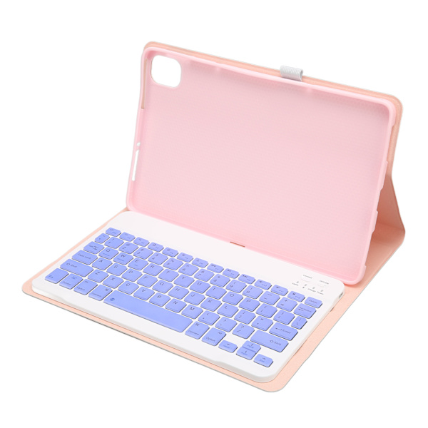 Mini trådlöst tangentbord 11 tum vattentätt ultratunt tyst skrivande bärbart tangentbord med läderfodral för Pad5 Pro5 rosa