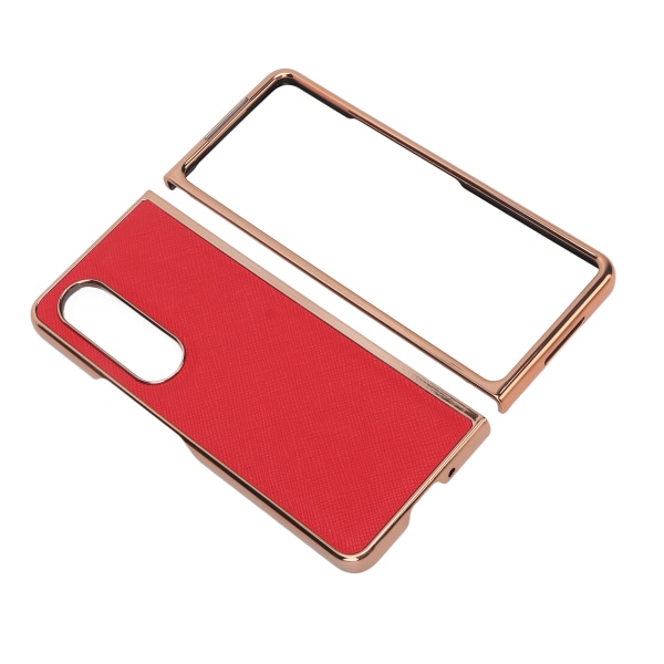 Phone case Nano Galvanoitu lehmännahkainen Cross Grain puhelimen cover Samsung Galaxy Z Fold 4 Red