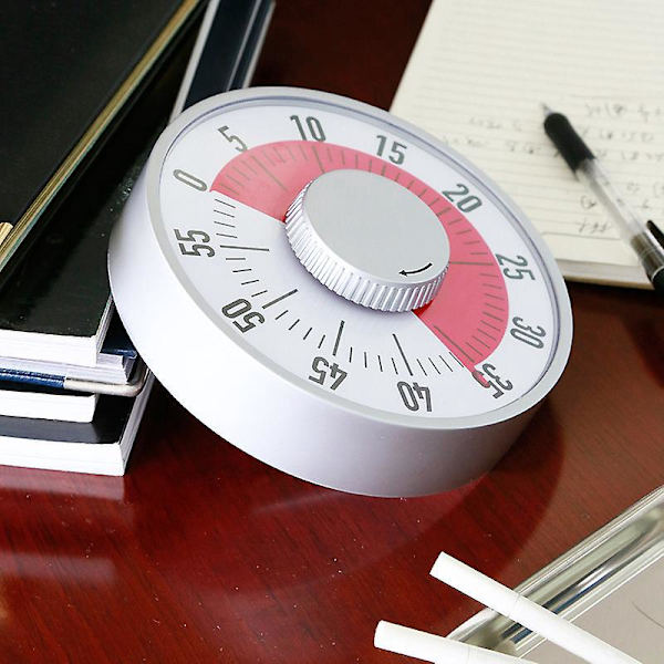 Visuell Timer: 60 Minuter - Perfekt för Undervisning, Samlingar, Matlagning och Arbete - Magnetisk Bakgrund, Vikbara Ben, Hänghål - Röd