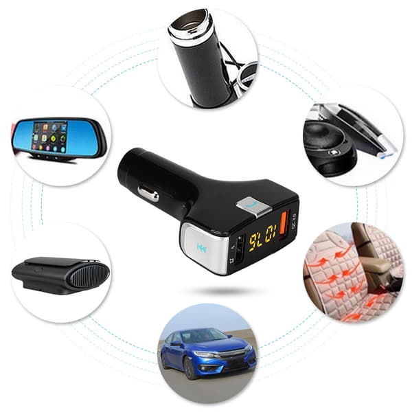 Dobbelt USB Bil Hurtigoplader Adapter MP3 Audioafspiller FM44 Transmitter Understøttelse af QC3.0