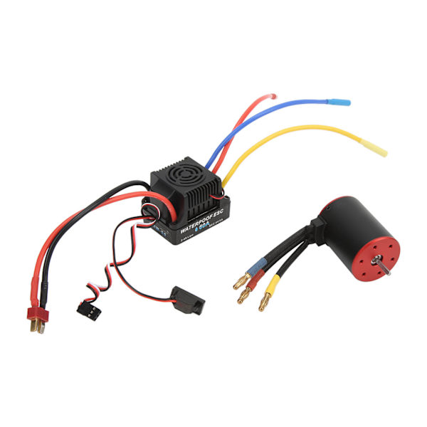 3650 2300KV Borstlös Motor 60A ESC Elektrisk Regulator Lång Linje för 1/8 1/10 RC Bil