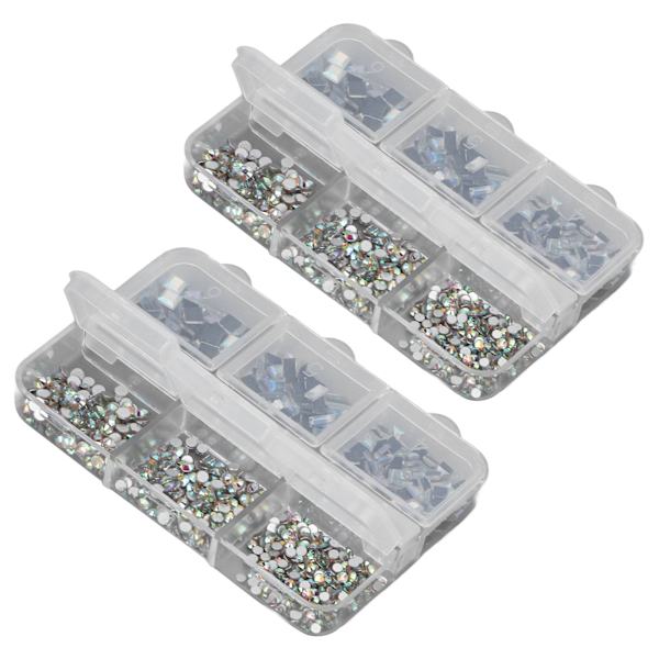 2 st 6 rutnät nagelkonst dekorationer olika former platt botten glitter manikyr prydnader för nagelsalong