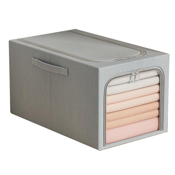 Förvaringsväska för kläder 50L Förvaringslåda för kläder Sovrumsförvaringslåda med metallram Handtag 47x35x30cm Grå