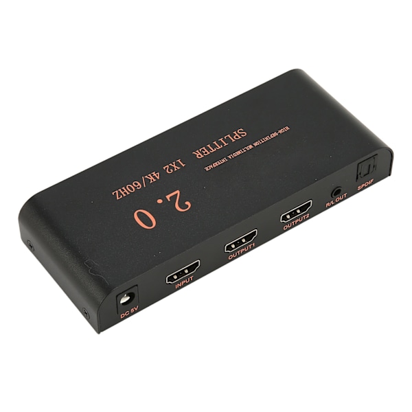 HD Multimedia Interface Splitter 1x2 1 ind 2 ud 4K 60Hz 18.2Gbps HD Multimedia Interface Fordelerboks 100‑240V EU-stik