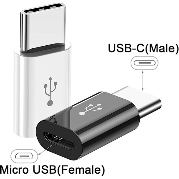 USB C till Micro USB-adapter, 2-pack, Typ C hane till Micro USB hona, för P20/30 och andra smartphones