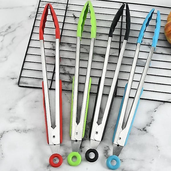 Liten Silikon Tangsett - 4 Stykker 7 Tommers Mini Kjøkken Tang med Silikontupper, Ideelt for Servering, Matlaging, Salat og Grilling