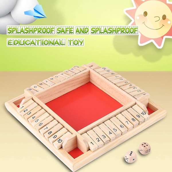 Shut The Box 4 Pelaajan Numeroläppälelu Opettavainen Taitopeli Lautapeli Toiminta- ja Refleksipeli Puinen Palapeli Lautapelit Nopapeli