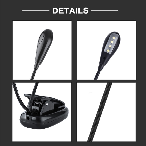 Justerbar LED musikstativlampa med dubbla armar (8 pärlor)