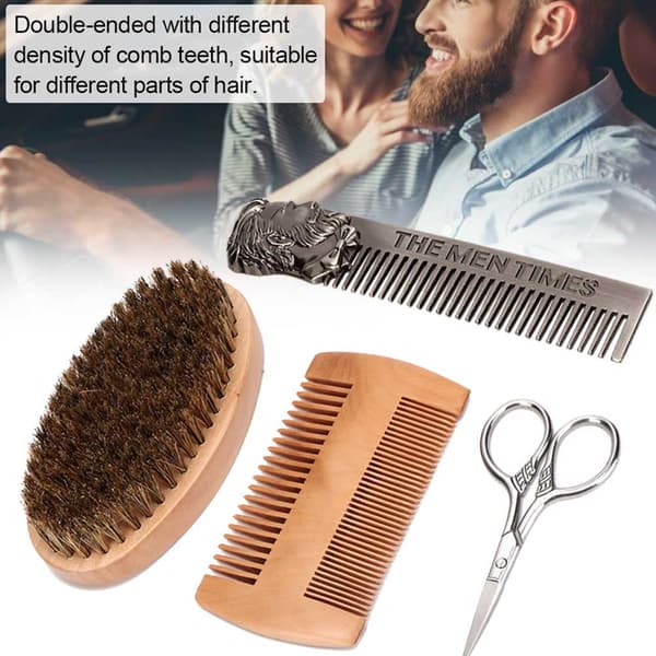 4 st. Herrhår Mustaschborste Skäggkam Sax Styling Skäggvårdsverktyg Set