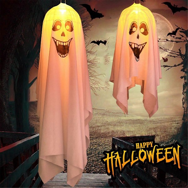 Halloween-kummitusvalot, ulkokoristeet roikkuvat hehkuvat kummitukset, B