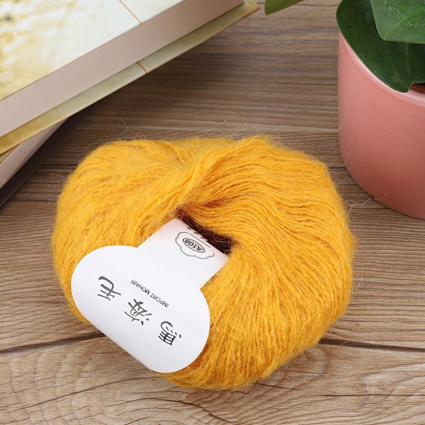 Mjuk mohair stickning ullgarn DIY sjal halsduk virka tråd tillbehör (gul)