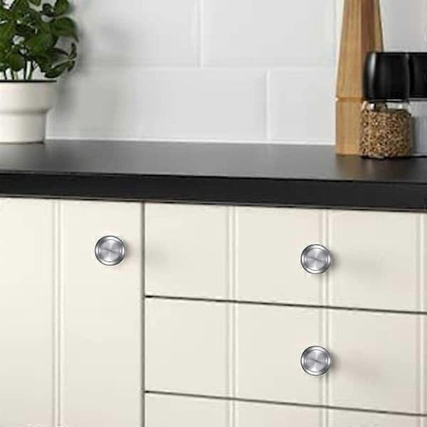 30 Pcs Round Cabinet Door Knobs 30mm Modern Stainless Steel Kitchen Cabinet Handles Mushroom Shaped Metal Drawer Pulls with 30 Pcs Screws Decor