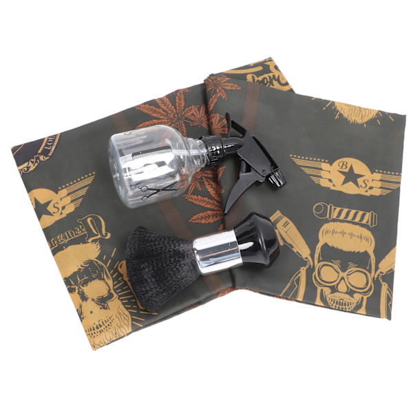Hårklipning Cape Kit Barber Cape Neck Støvbørste Transparent Vandsprøjte Salon Klipning Frisør Værktøjssæt Gyldent Print