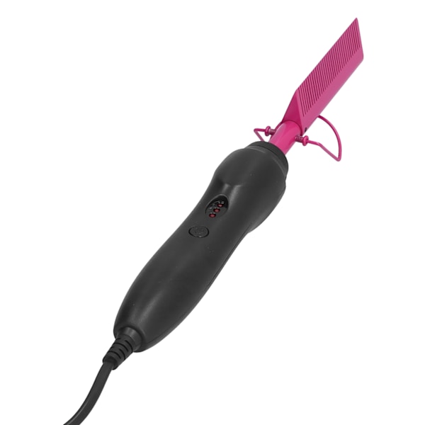 Multifunksjonell hårkam våt og tørr varm oppvarming krølling rettetang EU-plugg 120‑240V Rose Red