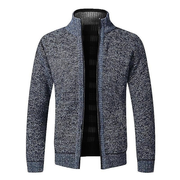 Cozy Sort Sort Zip-Up Fleece Cardigan til Mænd XXL