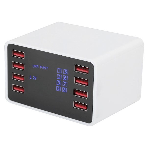 8-portars skrivbordsväggladdare smart snabbladdningsstation 3.0 USB C med LCD-display 100‑240VUK-kontakt