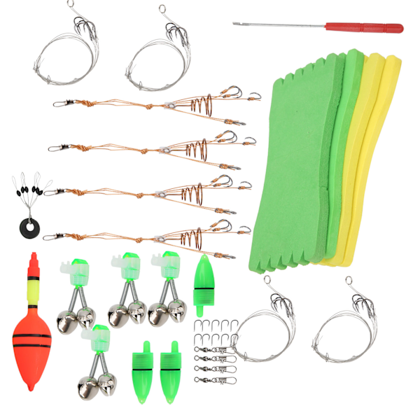 Bærbar fiskeutstyrsett Line Board Lure Bait Hook Detacher Small Bell Tackle Kit Fisketilbehør