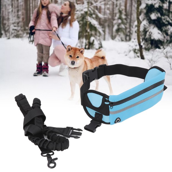 Night Running Waist Dog talutushihna - Hands-Free, vaaleansininen