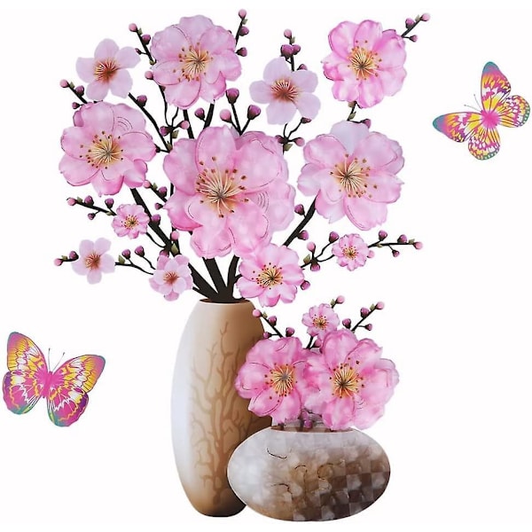3D Vas Väggdekaler Stereo Blomma Väggdekaler Ros Blomma Väggdekal för Vuxna Kvinnor Vardagsrum Sovrum Kontor Soffbakgrund Hem Väggdekoration