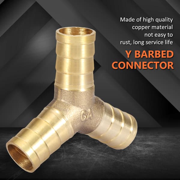 Messing Y 3-vejs slangestudsforbindelse til luft, vand, gas OD (12mm, 2 stk.)