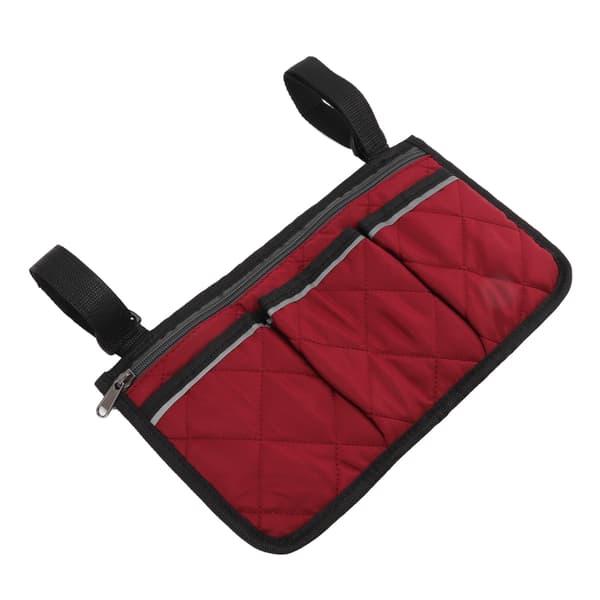 Rullestolveske Vanntett Polyester Multi Lomme Design Rullestol Sidelomme for Utendørs Mobil Stol Rød