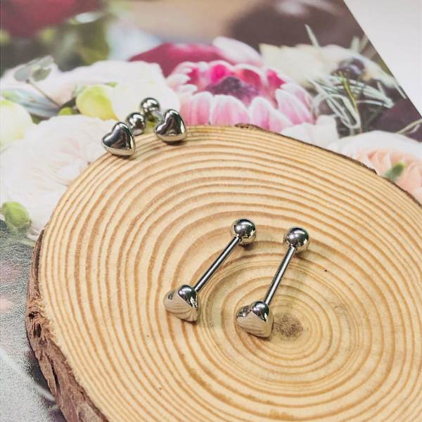 Rustfritt stål Love Peach Par øredobber, tunge og leppestuds, navle