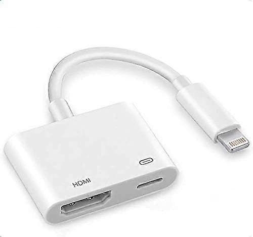 Apple Lightning til HDMI-adapter, Digital AV-dongle, 1080P Synkroniseringskabel til iPhone, iPad, iPod til TV/Projektor/Skærm, MFi-certificeret video