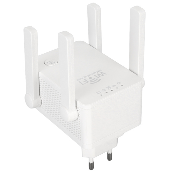 Internet Booster 4 Antenner AP Router Reläläge Indikatorlampa Autoparning WiFi Signalförstärkare för hem 100‑240V EU-kontakt