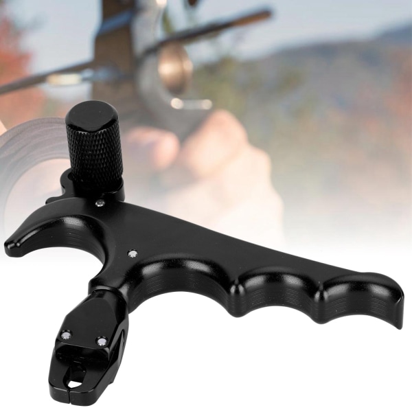 Metall 4-finger bueutløser Caliper Tommel Trigger Grip Jakt Skyting Tilbehør Svart