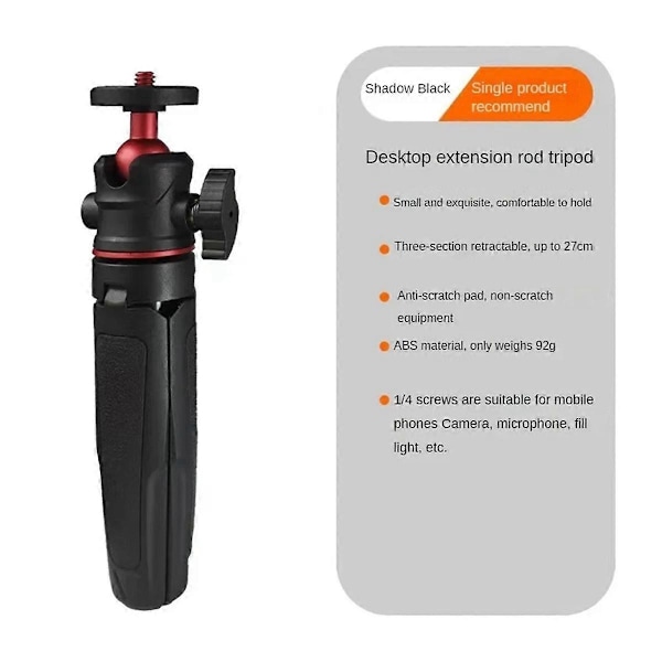 Tripod-käsikäyttöinen valokuvauskiinnike Pocket 3:lle, musta