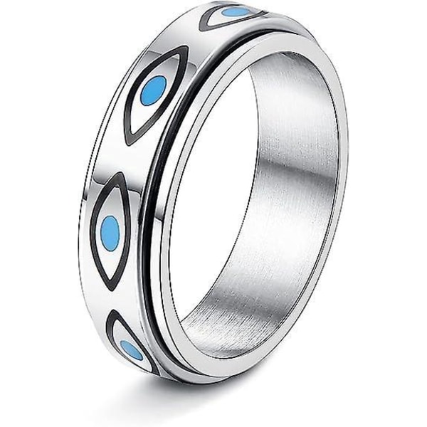 Multicolor Demon's Eye Rustfrit stål Spinner Ring Sæt til mænd og kvinder - størrelse 49-62, Fidget Band ringe til bryllup og løfte