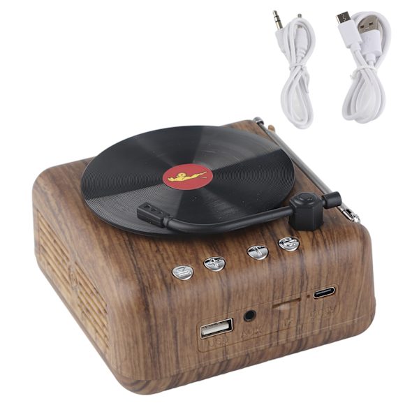 Mini Retro Vinyl skivspelare Högtalare Trådlös Bluetooth High Definition Subwoofer Röstlåda