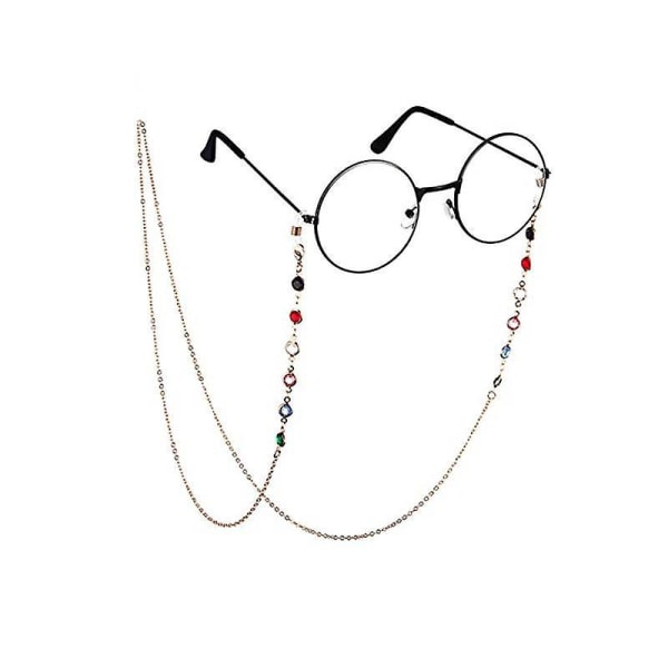 1 guldperlesolbriller og læsekædesæt med brilleholder og fikseringssnor