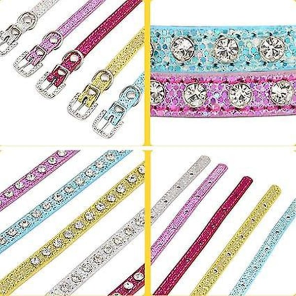 Kattehalsbånd, 2 Stykker Glitterstof Kattehalsbånd med Diamanter, Justerbart Hvalpehalsbånd, Glitterhalsbånd til Hunde og Katte