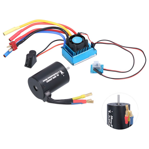 3650 4300KV 4P Børsteløs Motor + 60A Børsteløs ESC Sett for 1/10 Fjernstyrt Bil