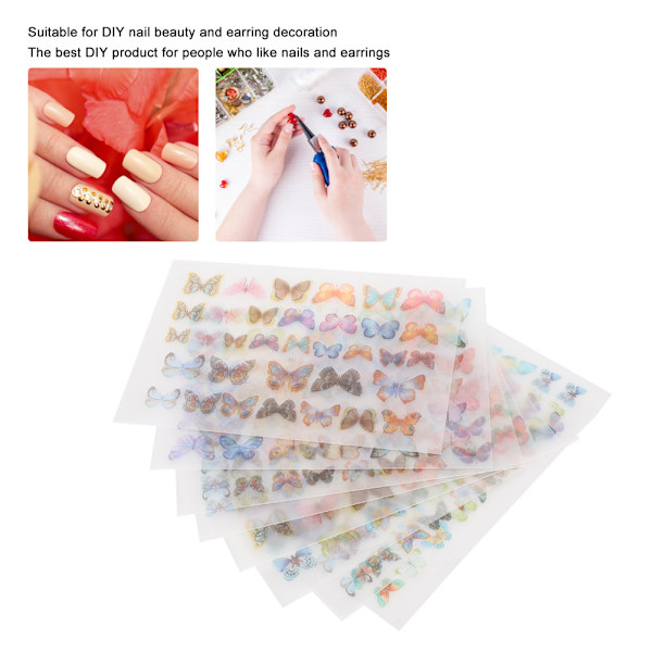8 st nagelkonst öronvärme krympslang DIY handgjord material fjärilsform dekoration H1-H8