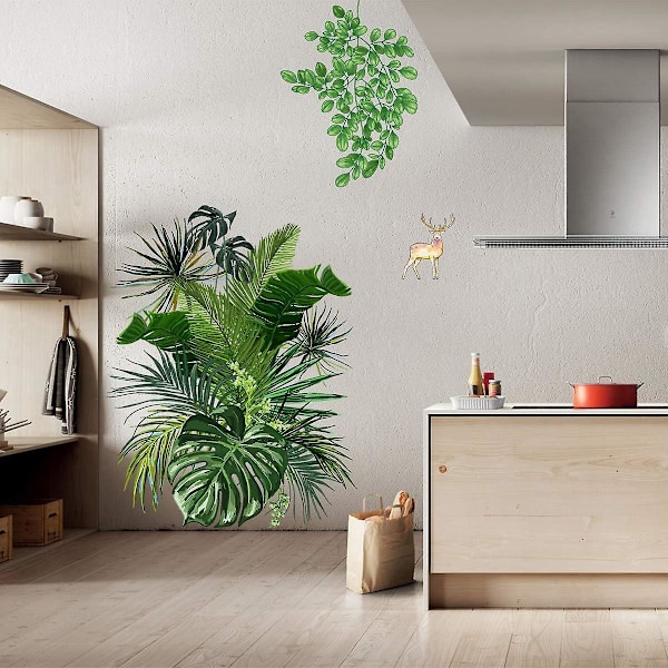 Grønne Plante Veggklistremerker Nordiske Tropiske Planter Monstera Blader Hage Små Friske Hjemmedekorasjoner