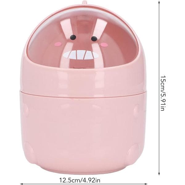 Mini søppelbøtte for kontor, mini søppelbøtte med svinglokk søt kontorsøppelbøtte for kontor studenthybel seng (rosa)