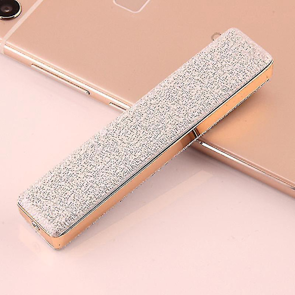 USB-uppladdningsbar elektrisk tändare - matt silver, smal vindtät design