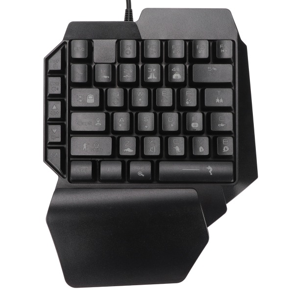 Enhånds spilltastatur 39 taster Lysende ergonomisk design Anti-skli Vanntett USB mekanisk tastatur