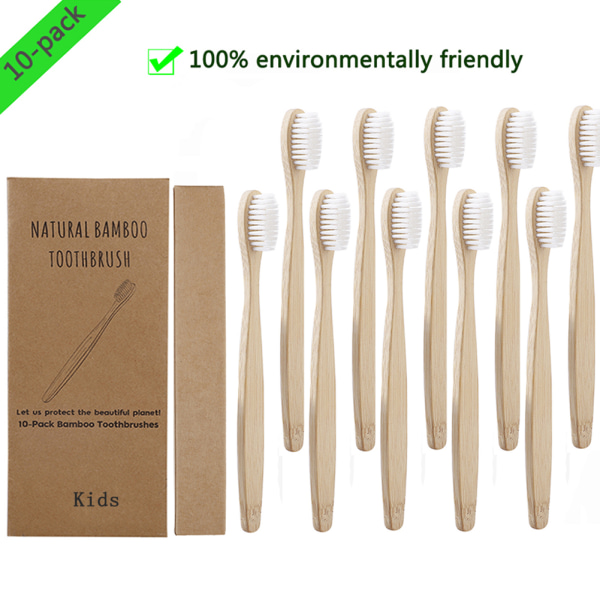 10 STK Tandbørster Bløde børster Fjern overfladepletter Komfortabelt greb tandbørster sæt til børn Hvid