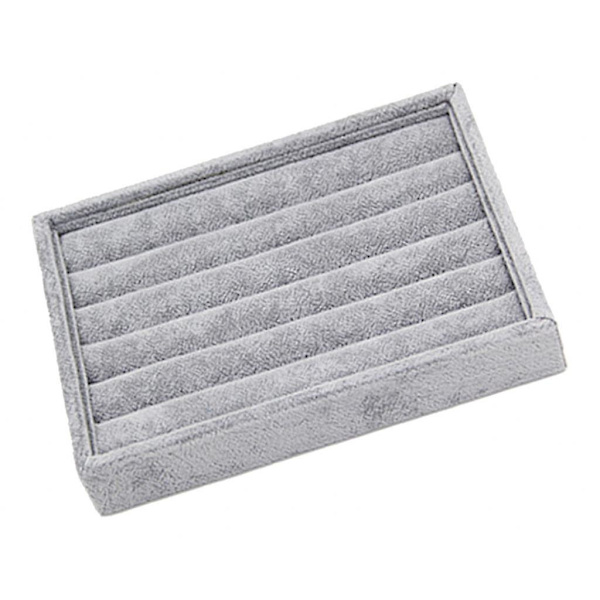 4 x Grå Velvet Stabelbar Smykke Display Bakke Etui til Smykker Ringe Bakke-