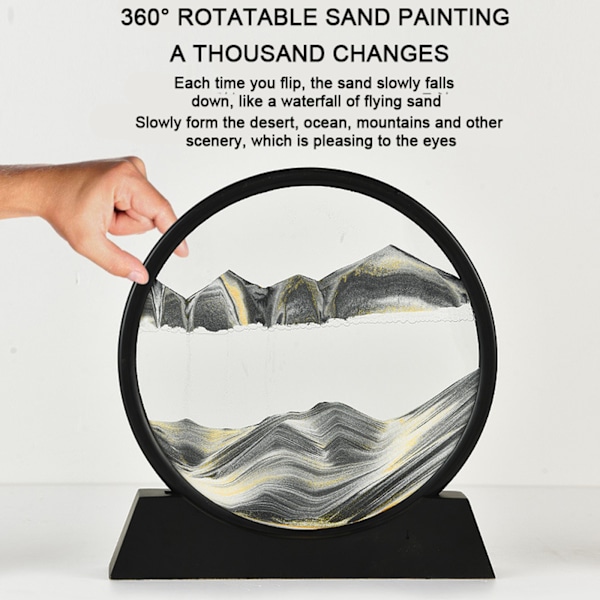 Flydende Sand Art Billede Rund Sand Maleri Glas Dynamisk Sand Billede Ornamenter 3D Landskab Maleri Dekoration