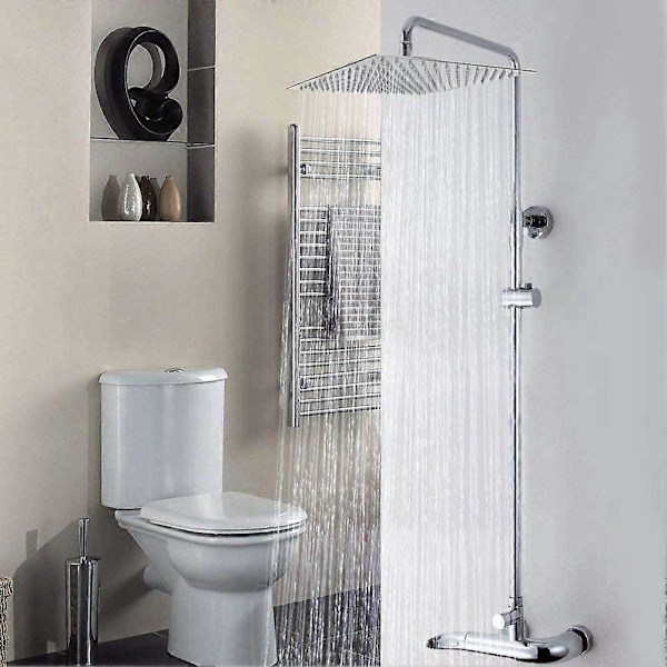 Antikalk Dusjhode, Vannbesparende Regndusjhode med Dyser i Rustfritt Stål 12 tommer/30 cm Polert Kromfinish (Speil), Firkantet