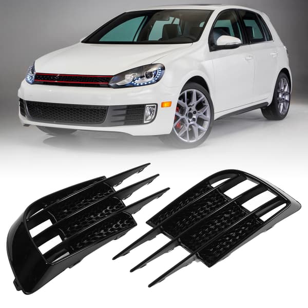 1 Par Gloss Sort Frontfanger Tåkelys Grilldeksel Tåkelysramme Erstatning for 6 MK6 GTD 2008‑2013