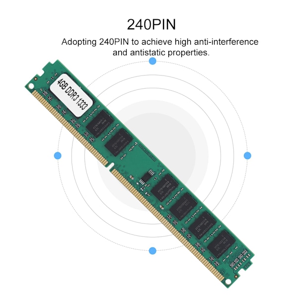1333Mhz højfrekvent DDR3 hukommelse RAM 4GB hurtig dataoverførsel RAM DDR3 4GB til Intel/AMD