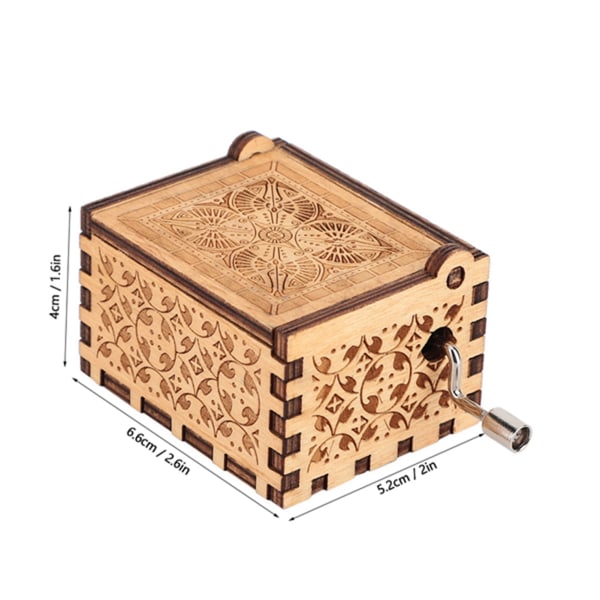 Käsin kammella veistetty vaneri musiikkilaatikko puinen kaiverrettu musiikkilelu askartelu lasten lahja kodin sisustus (nro 2)