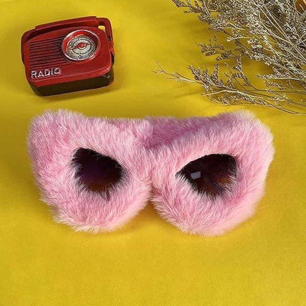 Plysch Cat Eye Solglasögon (Rosa) Festglasögon För Kvinnor Punk Soft Velvet Extra Large Women UV400 Shade Handgjorda Novelty Glasögon