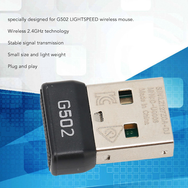 USB vastaanotin 2,4 GHz:n langaton vakaa signaali Pieni kannettava kestävä ABS-metallihiirisovitin G502 LIGHTSPEED -hiirelle